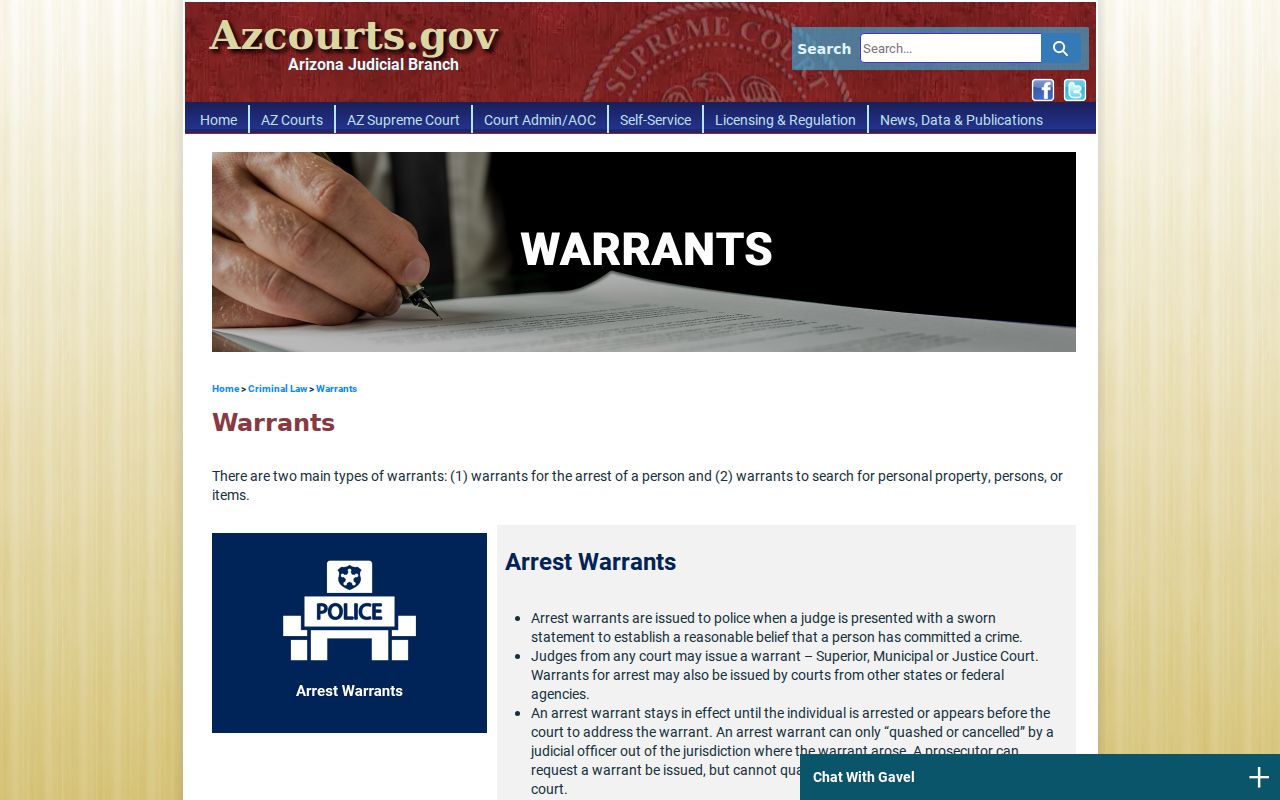 Pima County warrant lookup Arizona court warrant explanation