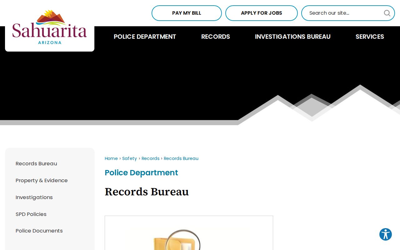 Sahuarita Police Records Bureau request channels