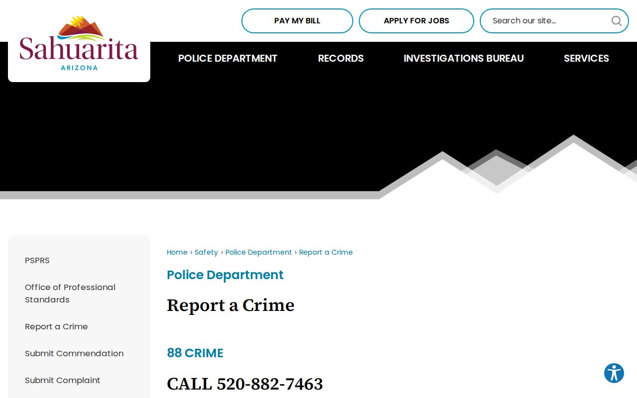 Official Sahuarita report-a-crime and 88-CRIME information