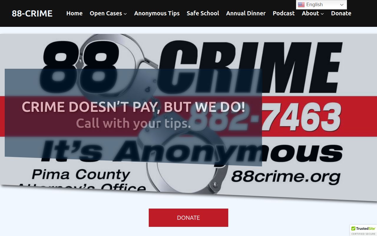 Official Pima County 88-CRIME anonymous tip program page