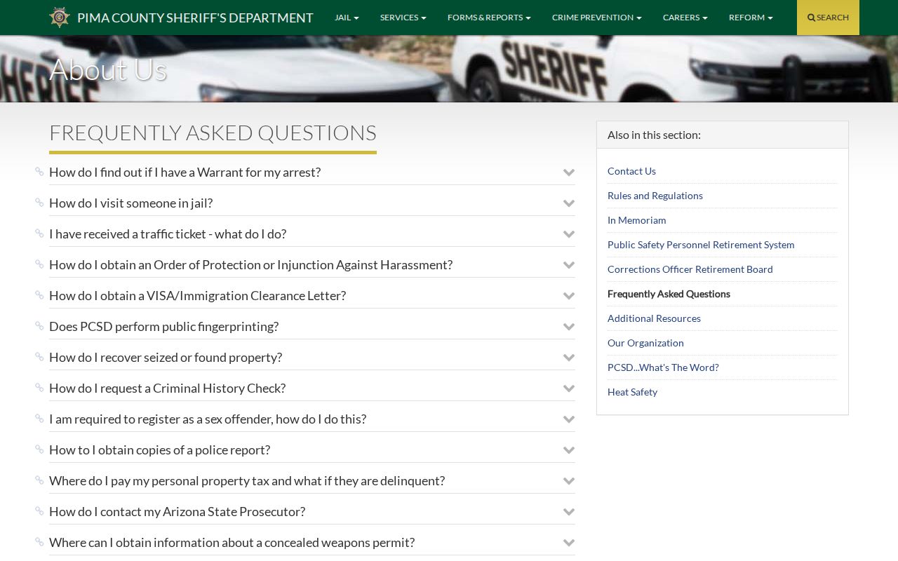 Pima County warrant records Sheriff warrant FAQ